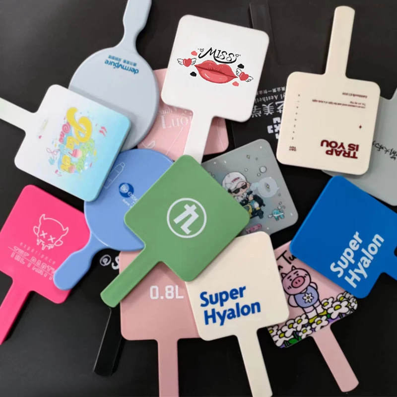 High Quality Delicate Small Size Hand-Held Mirror for Beauty Girl Creative Design Plastic Cosmetic Mirror