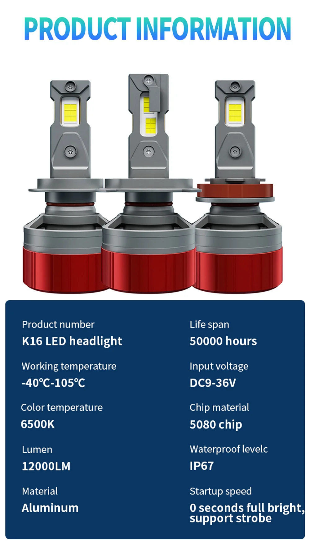 F2WOLRD high lumen 120W 12000LM high and low beam H4 H7 H11 headlights luces delanteras led bulbs