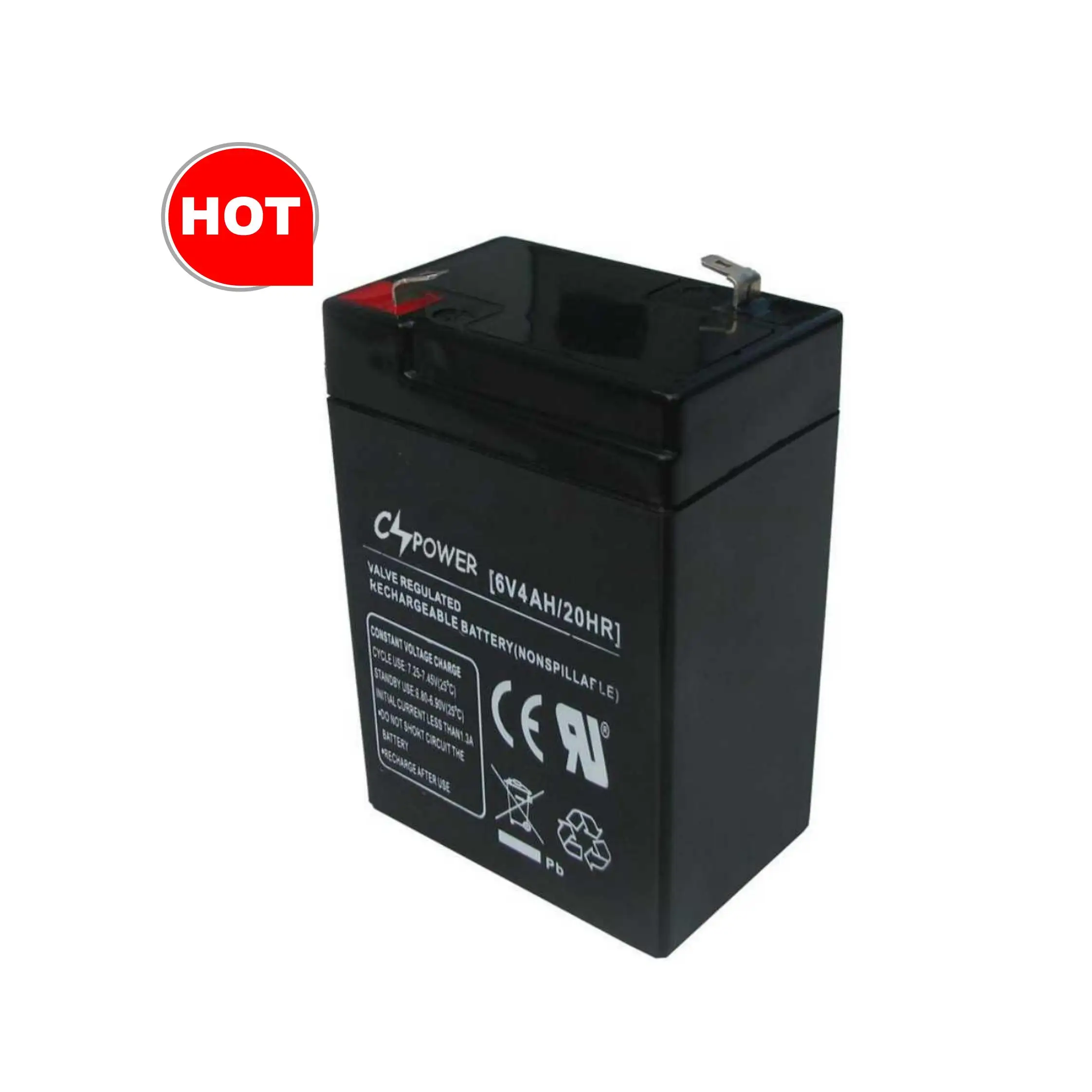CSPower Emergency Lighting Sun Light 6V 4Ah Deep Cycle Battery CS6-4