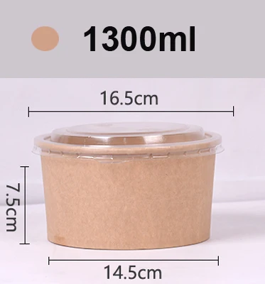 
Round 500ml-1500ml Kraft Paper Salad Bowl Disposable Lunch Spaghetti biodegradable leak proof takeaway food containers 
