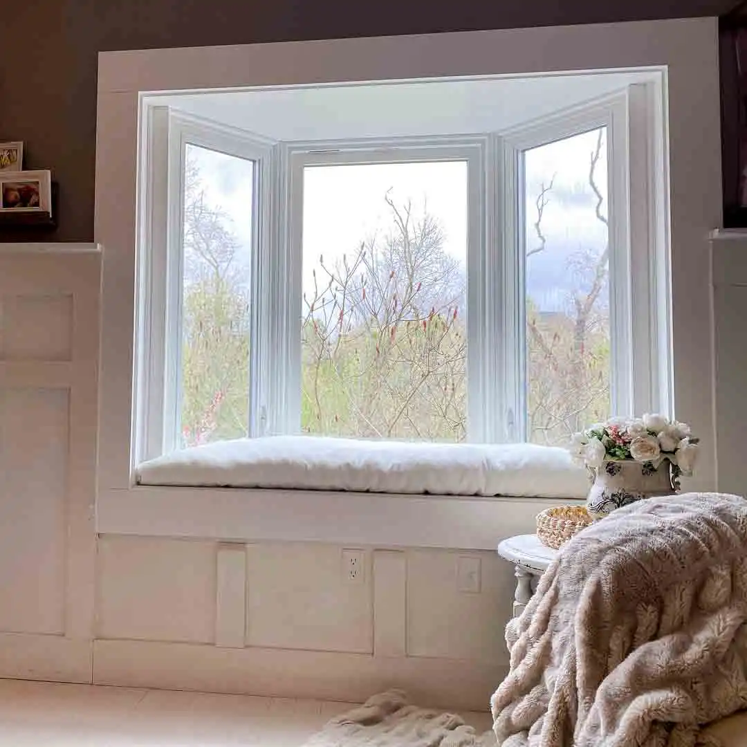 UPVC pvc French Casement windows doors with screen double glazed bay window for sale