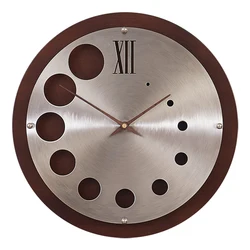 Luxury wood retro style metal dial for home decoration silent wall clock