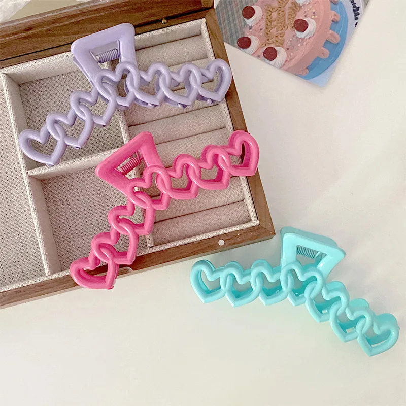 Wholesale 13CM Acrylic Hair Claw Clip Colorful Claw Clamp Heart Star Hollow Out Hair Clips