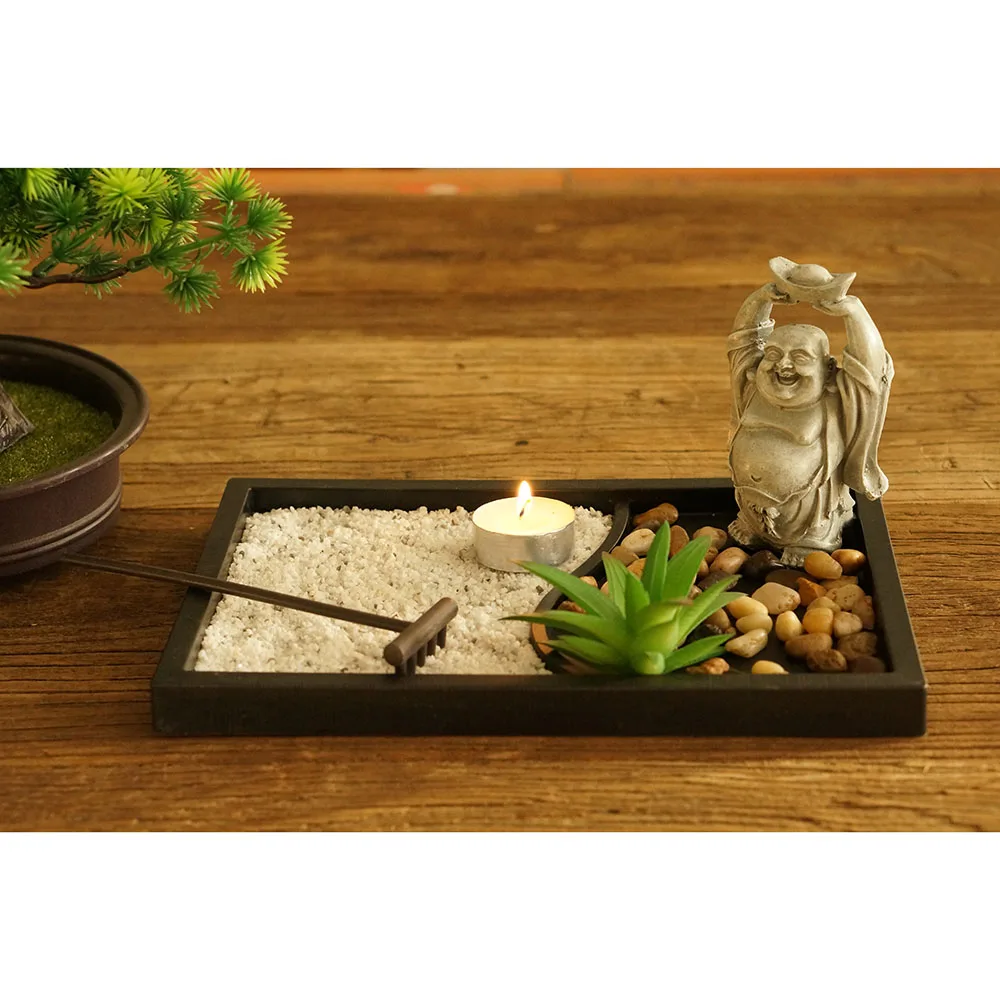 Hot Sale Zen Garden accessories Zen Tray With Buddha Tool Set Zen Garden Kit