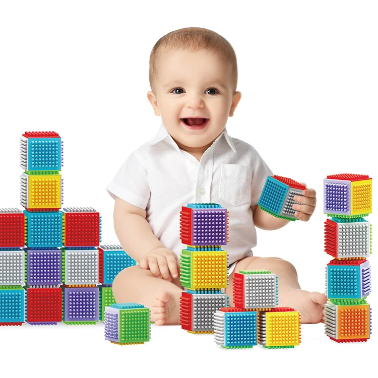 Kidsmelody Bristle Shape 3D Building Blocks Baby Sensory Blocks STEM Toy Set Educational blocks For kids 25pcs