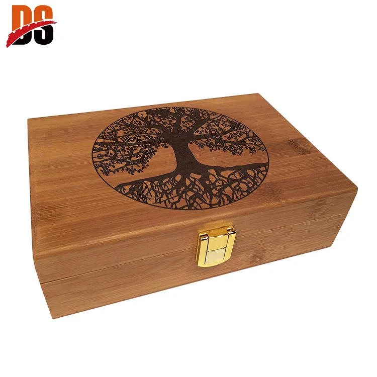 Large Matte finished Locked Wooden secret stash box with rolling tray