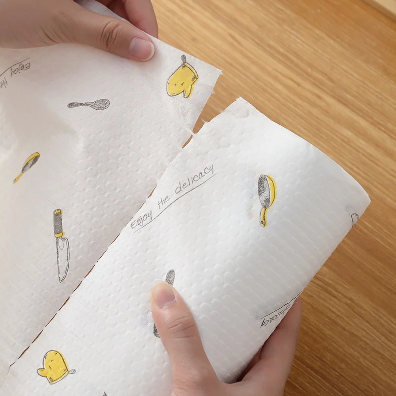 Customizable Kitchen Cleaning Dry Wipe Roll Disposable Lazy Rags Shop Dish Cloth Convenient Kitchen Paper Towels