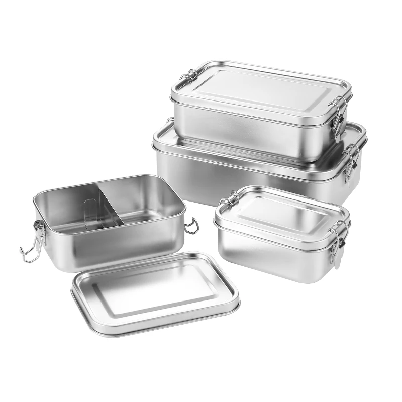 Оптовая продажа SUS 304 нержавеющая сталь 18/8 Tiffin герметичность Ланч-бокс из нержавеющей стали Bento коробка для хранения 550/850/1400/2400 мл