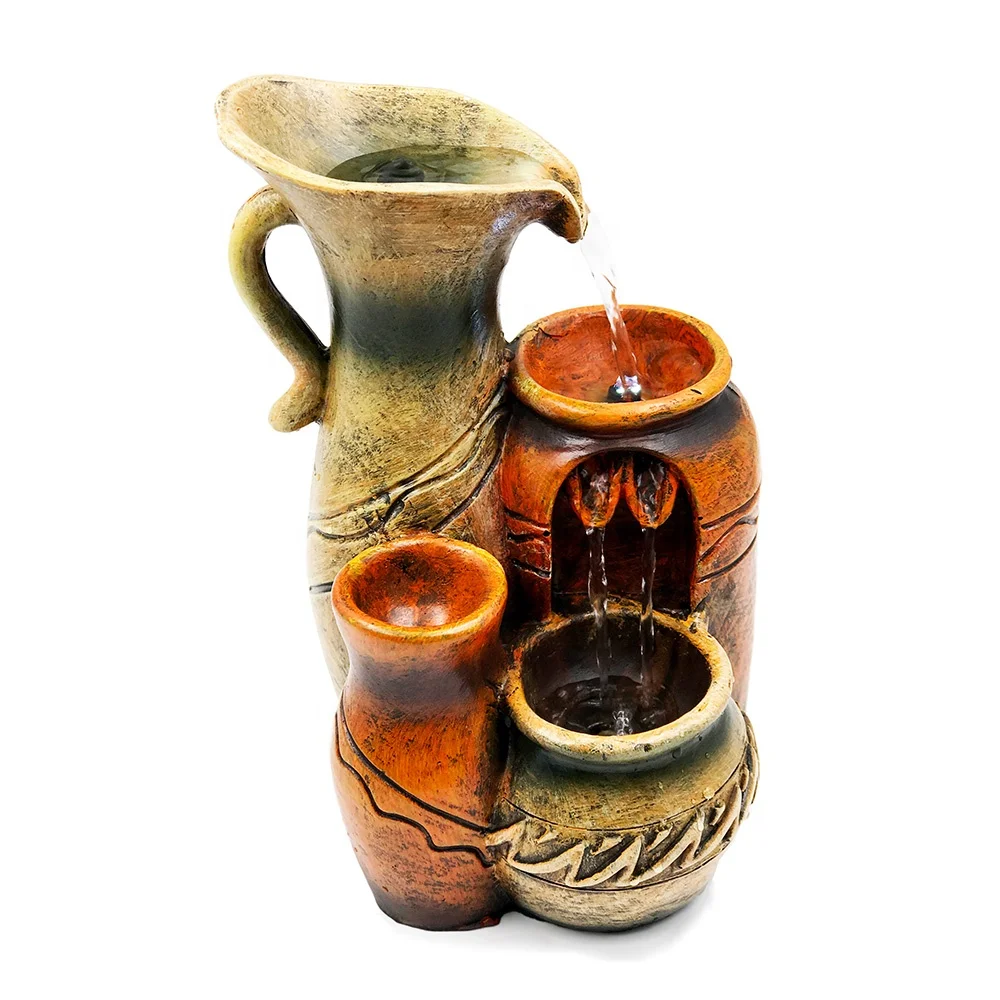 
Desktop Pot Design Water Fountain With Indoor Air Freshener Waterfall With Candle Holder 