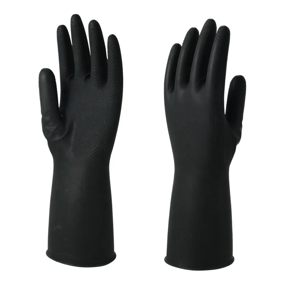 General working Hand gloves multi-purpose black latex with tight cuff for personal safety caring