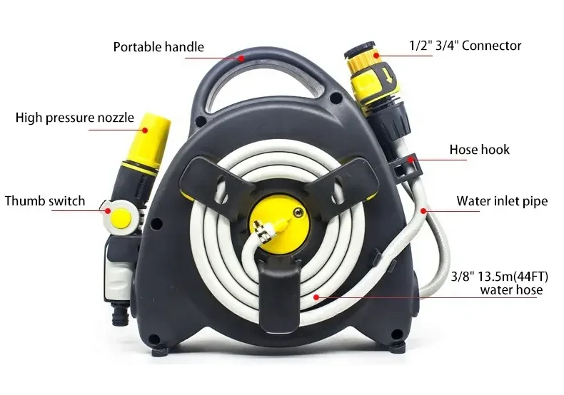 New Product Hot Selling Hand Crank Pipe Hose Reel For Garden Easy Movement Stable Stand Hose Reel
