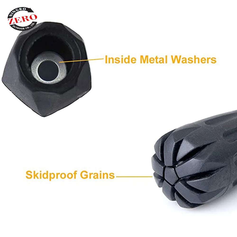 Rubber Trekking Pole Tips Hiking Walking Sticks Caps Ends Replacement Tip Protectors, Shock Absorbing and Enhanced Stability