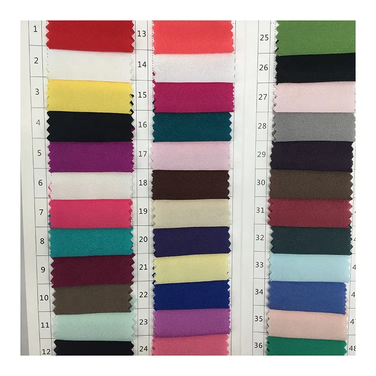 high elastic crepe garment fabric 100% polyester plain dyed multicolor chiffon fabric