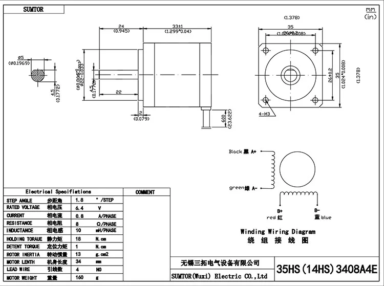 nema 14 mini stepper 12v 34mm motor length 1N.cm 0.8A