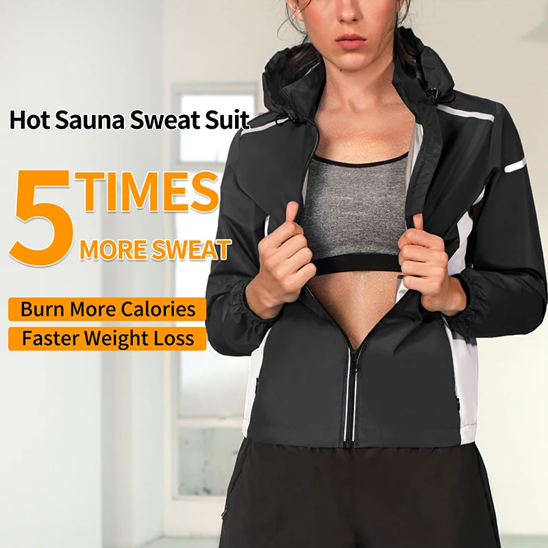 Women Workout Sauna Sweat Suit Rapid Fat Burning Silver Fiber Fabric Weight Loss Suit Slimming Sauna Suit