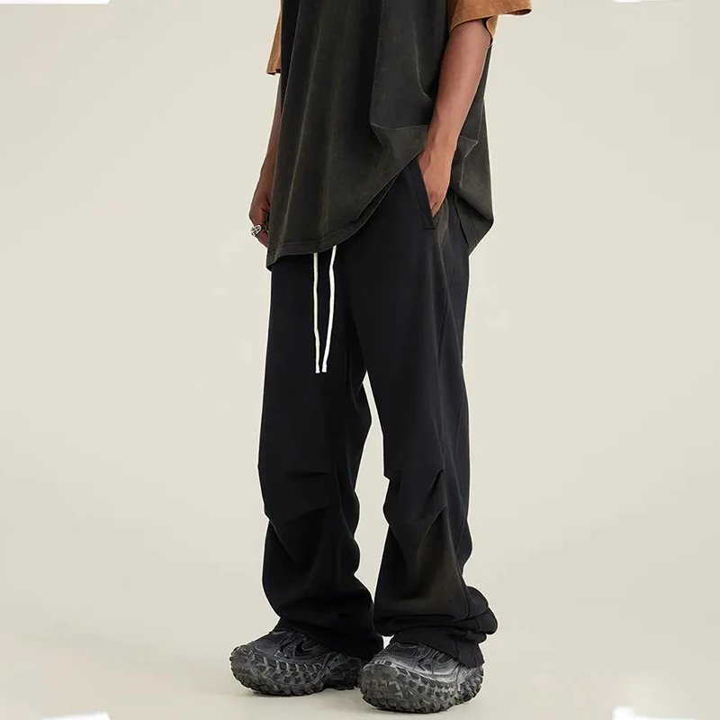 Vintage Sweatpants High quality french terry  unisex parachute pants stacked acid wash sweatpants