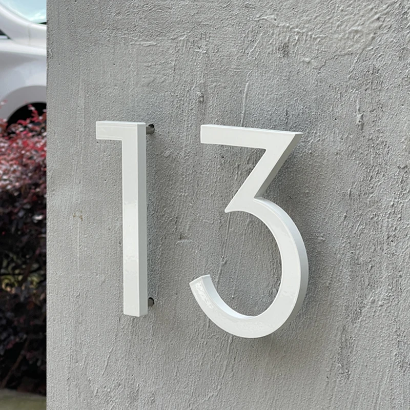 Modern Floating 4-in Aluminum white house Numbers door number sign
