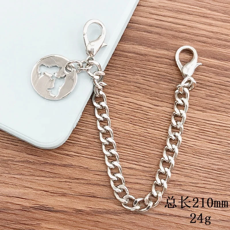 High Quality silver Metal heart shape costom cell Phone  adjustable botton chain