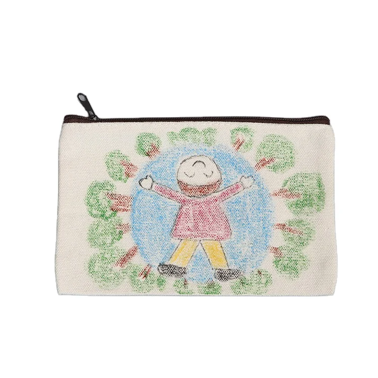 DIY canvas cotton Pencil Bags Pen Case Students Stationery Pouches ziplock pen packaging bag