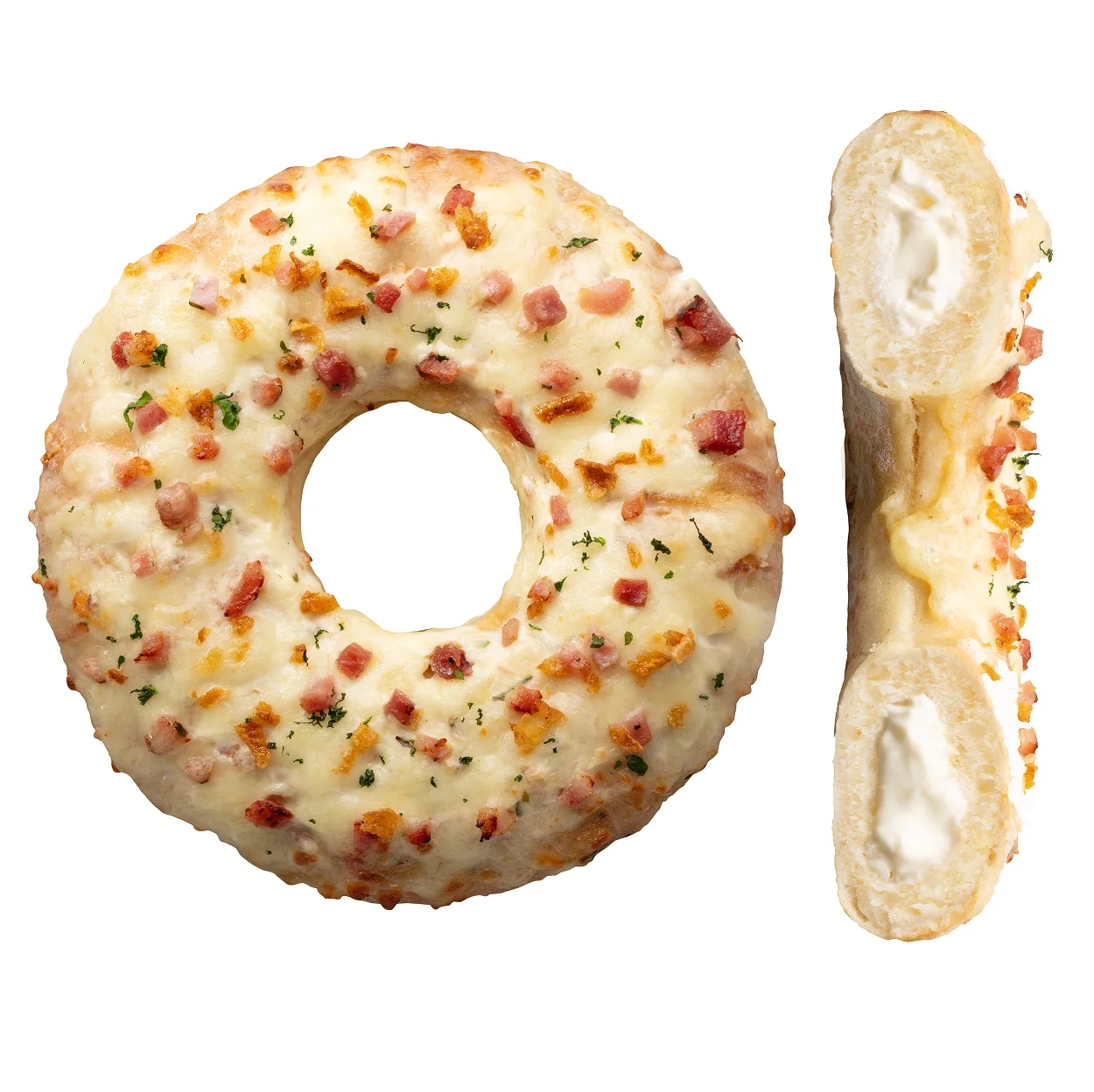 Cream Cheese And Fried Onions Savoury Bacon And Creamy Sour Cream Filled Mini Pizza Donut Tart Flambee 100G