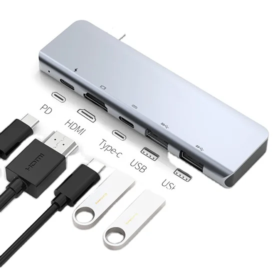 Type C to USB 3.0 Hub 5in1 7in1 Docking Station Hub 3.0 PD  RJ45 10 100M for Ultra-thin notebook