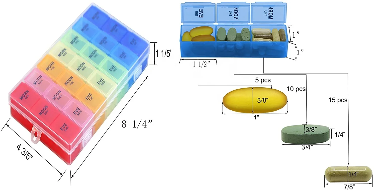Съемный красочный контейнер для еженедельных лекарств
