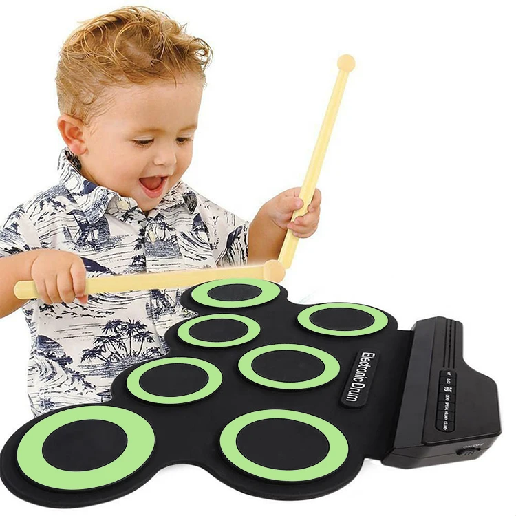 Small Silicone Percussion Full Kids Drums Set Toys Portable Electronic Drum Set