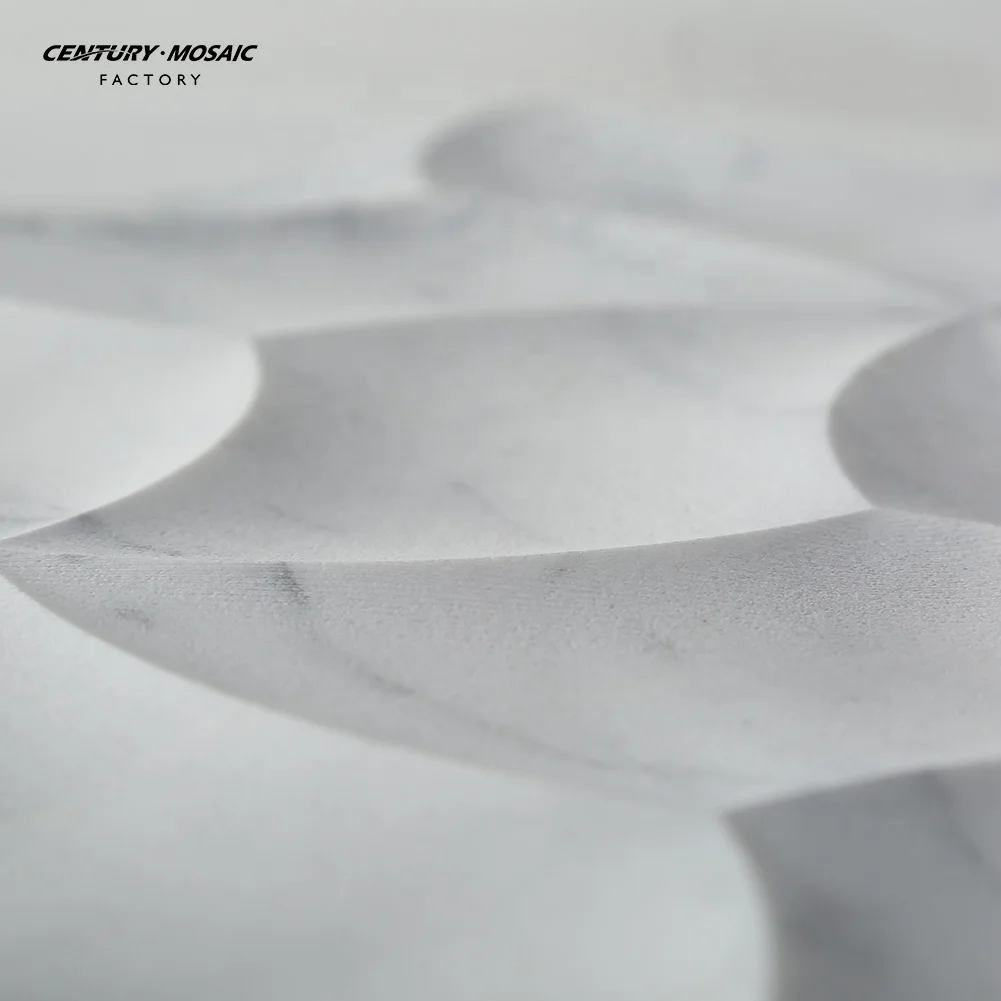 White Carrara 300*300mm 3D Effect Marble Wall Tiles Bathroom Tile Design