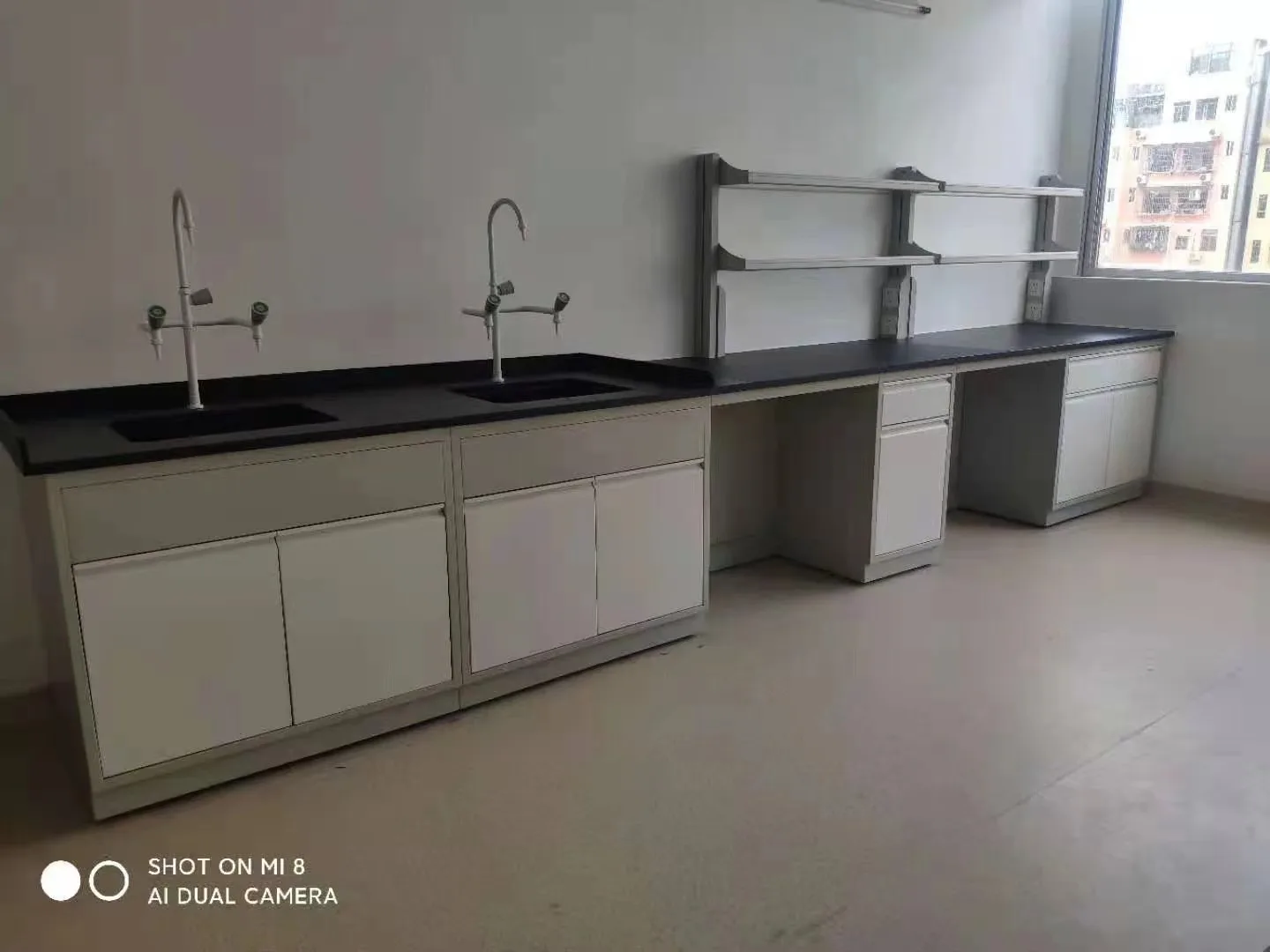 School lab furniture chemistry lab equipment Steel & Wood structure central work bench Guangzhou research laboratory furniture