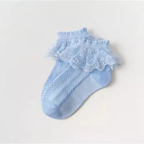 Wholesale White Cute Bow Lace Frilly Socks Girls Baby Toddler Kids Children Cotton Ruffle Socks