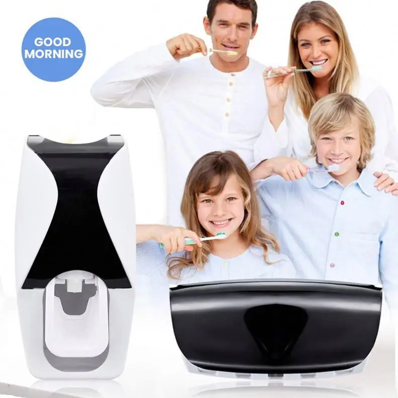 In Stock Hot Sale Dustproof Automatic Toothbrush Dispenser Toothpaste Squeezer Kit Wall Mount Bathroom Set Toothbrush Holder