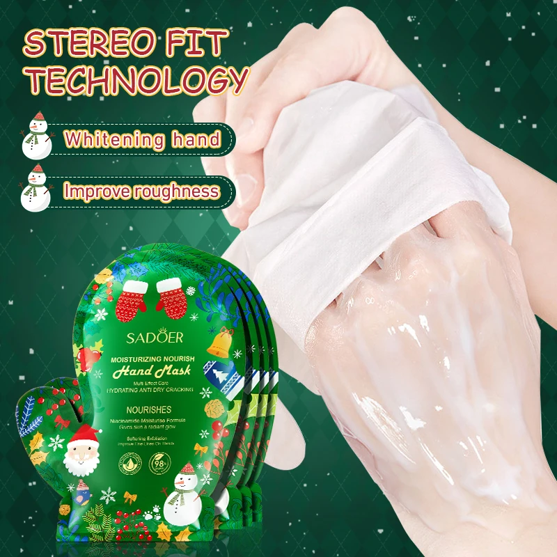 OEM SADOER Private Label Christmas Nicotinamide Brightening Whitening Exfoliate Aloe Vera Moisturizing Skin Feet Hand Mask