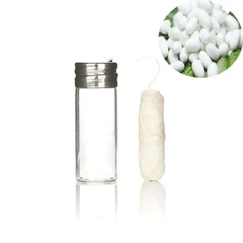 Organic eco-friendly natural silk dental floss in zero waste glass jar