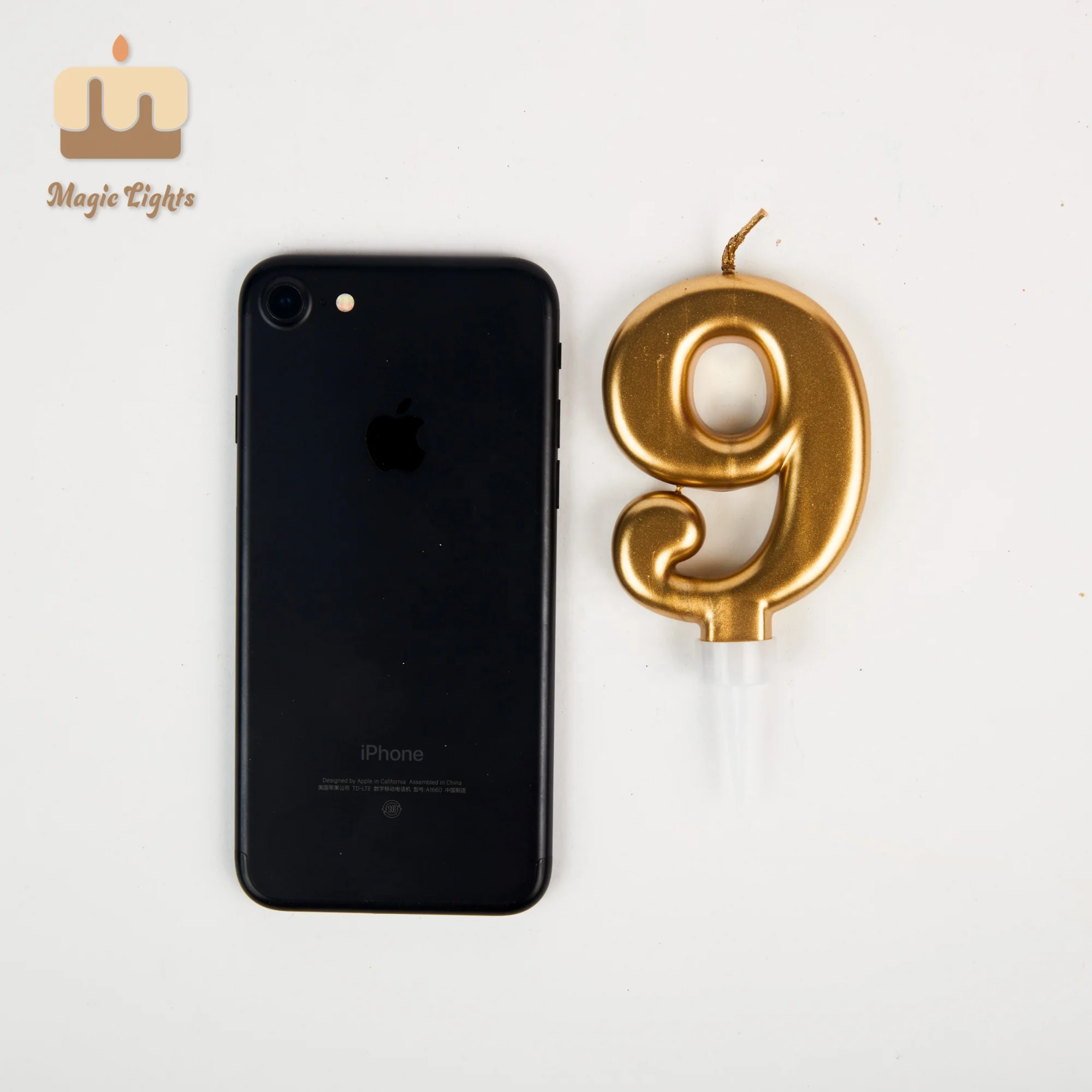 Metallic Gold Big Number 7 Birthday Candle For Tesco