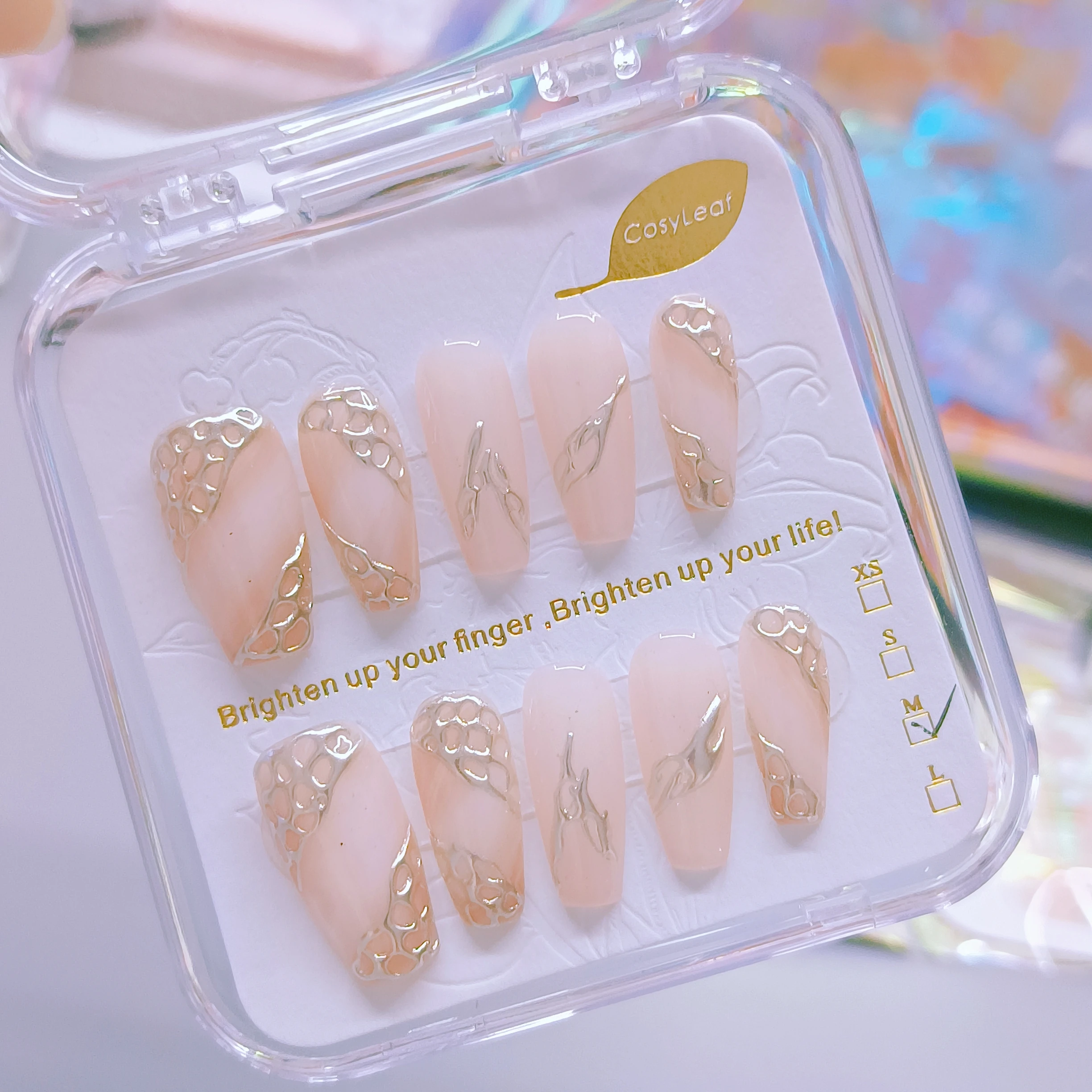 Pure Handmade Press On nails 10 Pcs Artificial Fingernails Reusable Square Stick on Nails French Nails