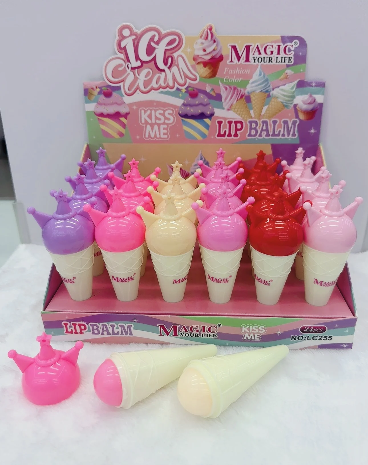 LB015B Natural Fruit organic vegan Cute kids Lip balm Moisturizing korea cosmetic rose flower wholesale lovely Lip balm for kids