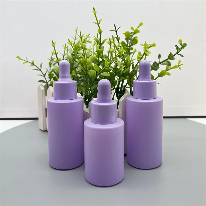 wholesale frosted clrear purple cosmetic perfume essential 1oz glass vial for  essential oil dropper bottle packaging with d