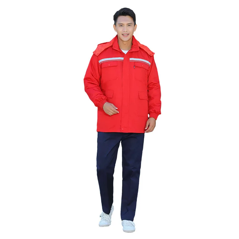 Factory Supply Windproof Winter Construction Reflective Safety Work Clothes Warm Cotton Clothing