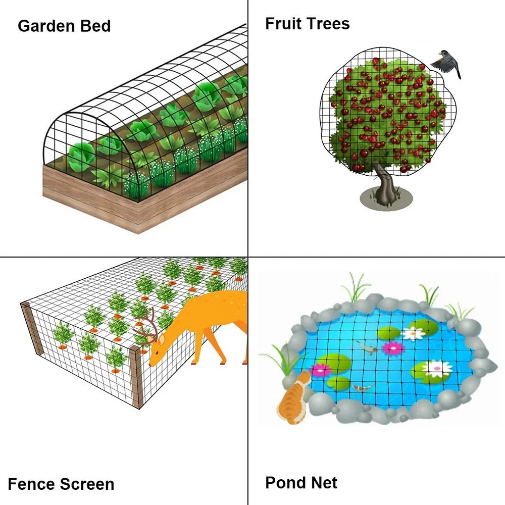 Heavy Duty Plastic Anti Bird Cage Garden Pond Production Netting Plant Mesh Fruit Trees Netting Vineyard Vegetables Flowers
