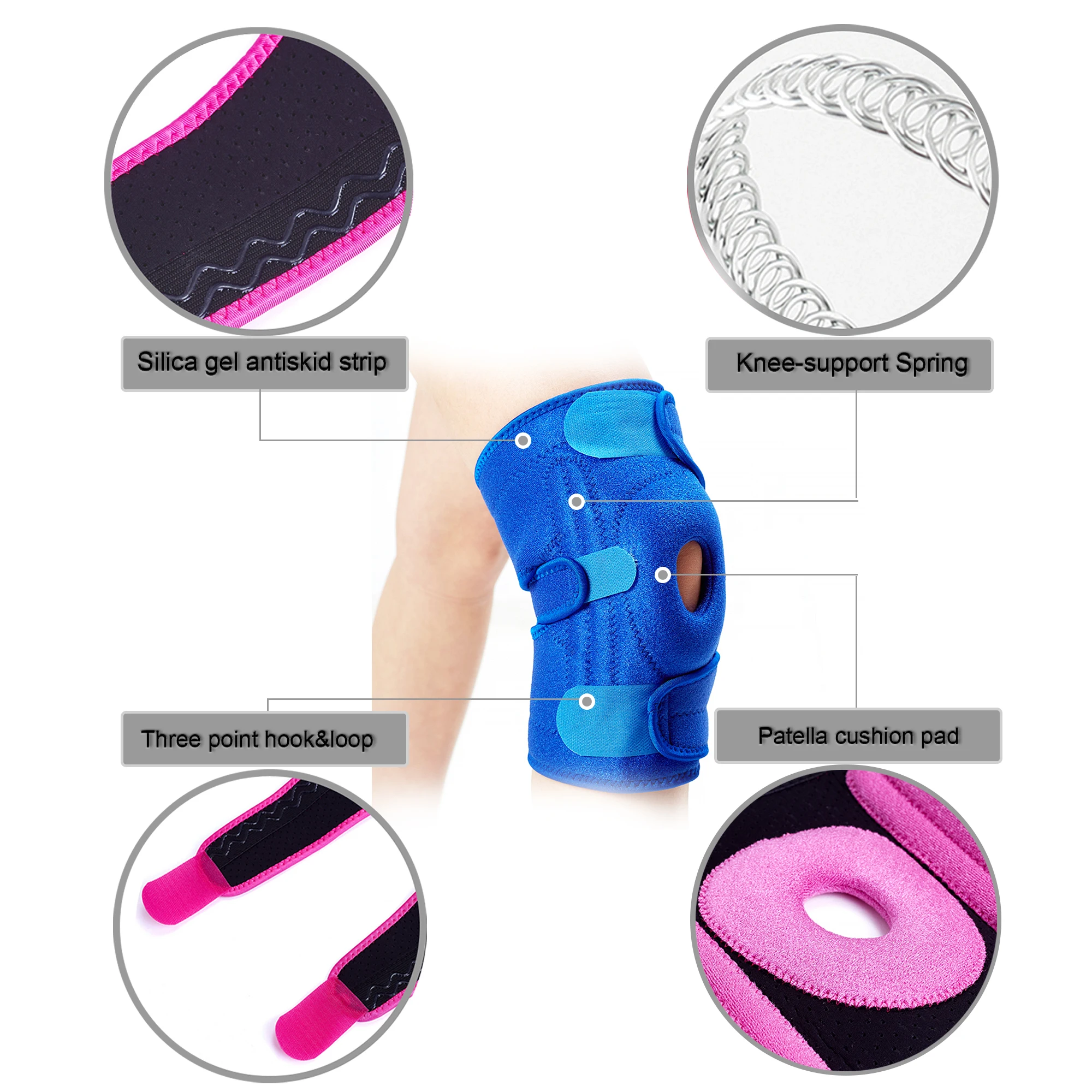 New Design Protection Adjustable  Knee Brace Wrap Support Neoprene Fitness Safety Knee  Pads For Pain