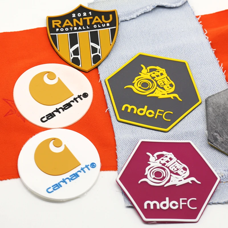 High Quality Shield Shape Rubber Heat Transfer Label Garment Patch Custom Round Silicone Rubber Patches