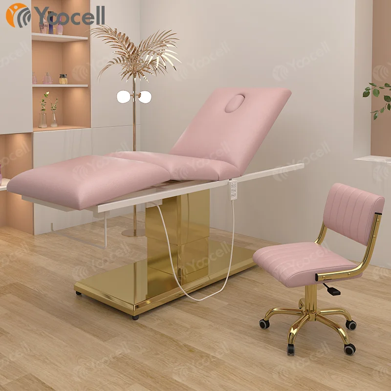 Современная роскошная мебель Yoocell для салона красоты кровать лица с золотым основанием автоматическая массажная электрическая спа 3 двигателями