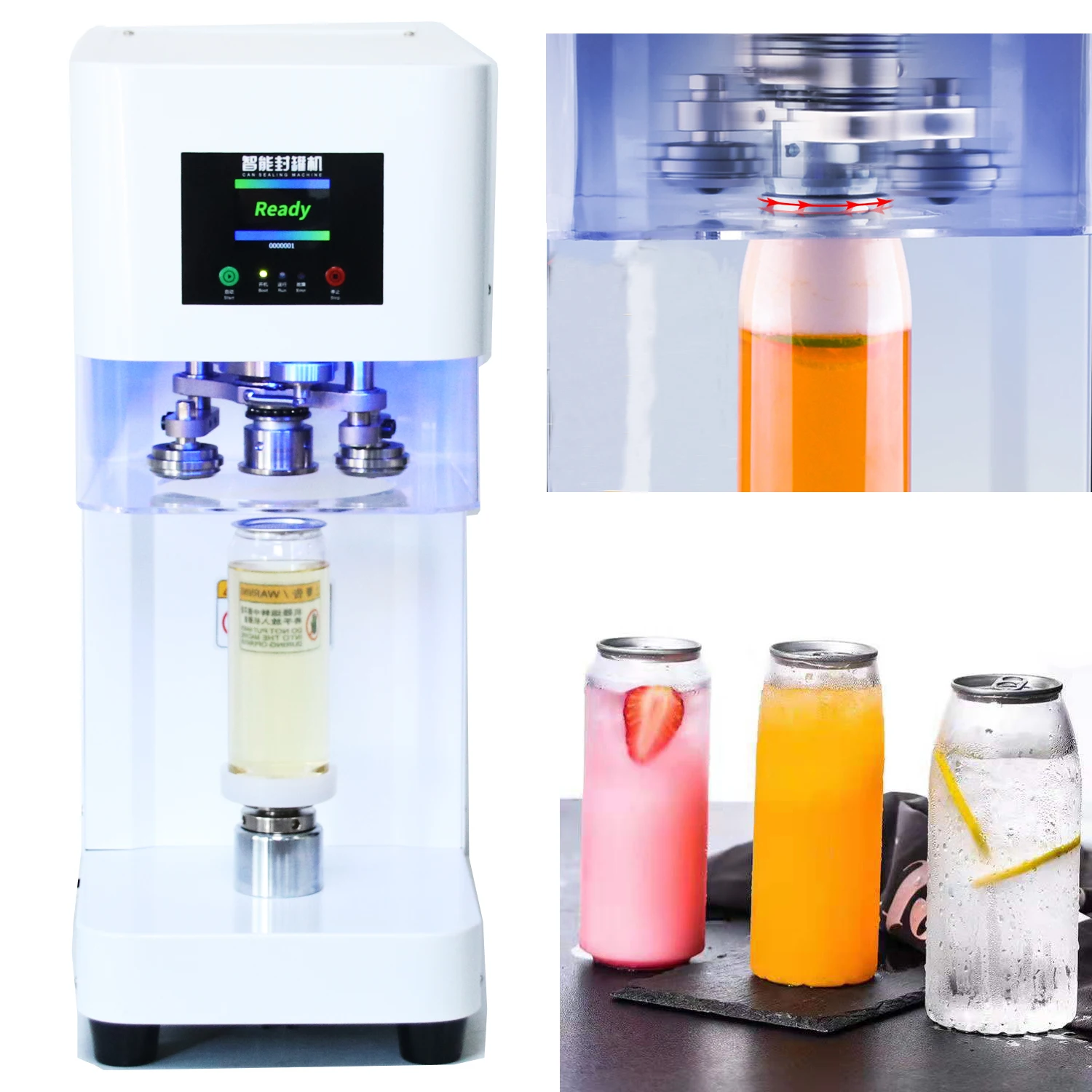  Stainless Steel Fully-automatic Plastic Can Sealing Machine Beverage Cans For Beer Shop Aluminum Tina