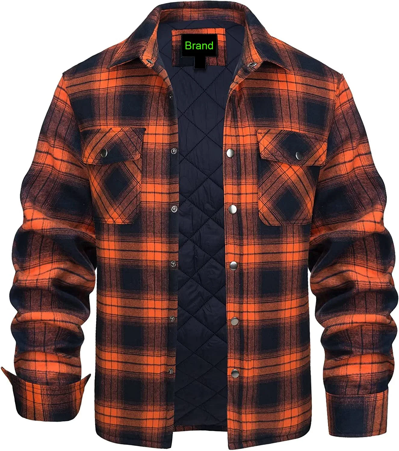 2023 Hot Selling Custom Logo Flannel Jacket USA Size Polyester Lining Quilted Flannel Jacket