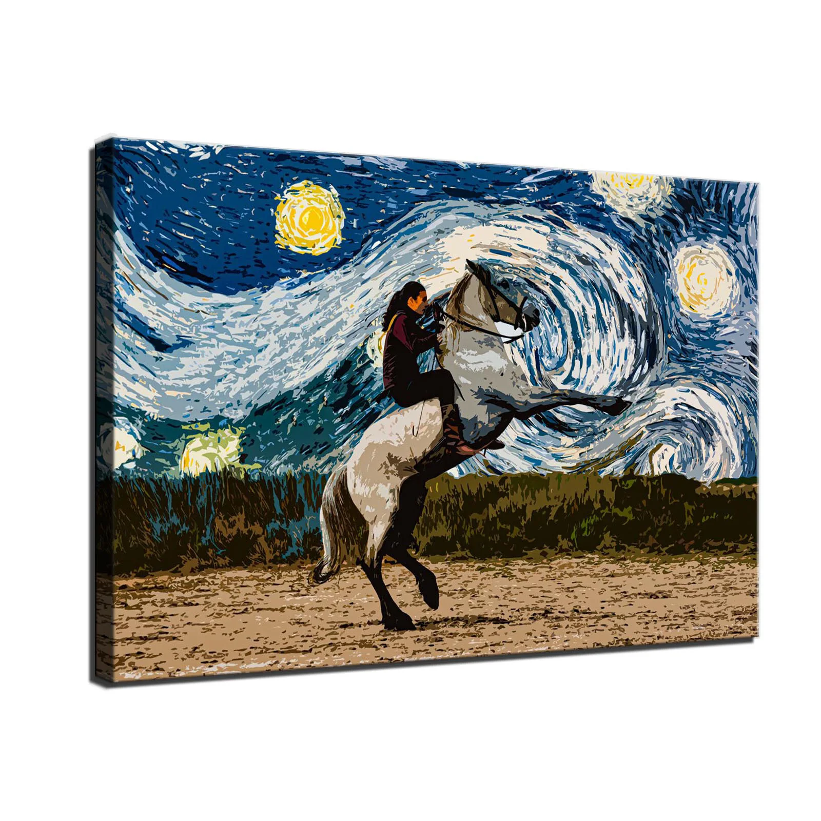 Seven Abstract Beautiful Animal 8 Horse Wall Art Blue Canvas  Oil Dafen Painting