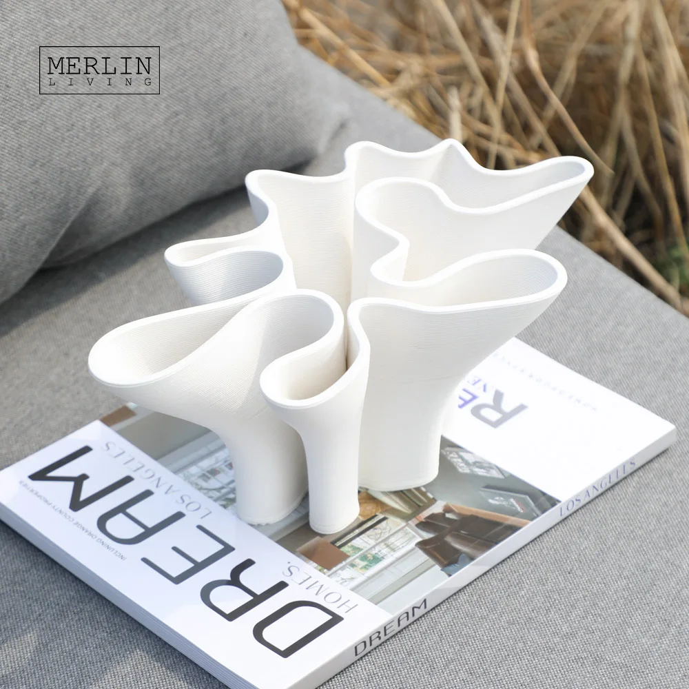 Merlin Living 3D Printing Vase Flower Bouquet Pot Shape Wedding Vase Nordic Vase For Chaozhou Ceramic Factory OEMODM Custom
