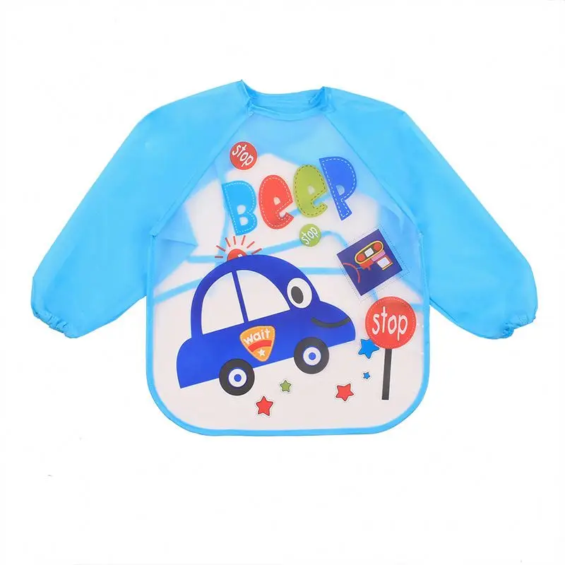 Cute Cartoon Animals Baby Bibs Eva Waterproof Colorful Children Bib Full Sleeve Children Apron Long Sleeve Feeding Bibs