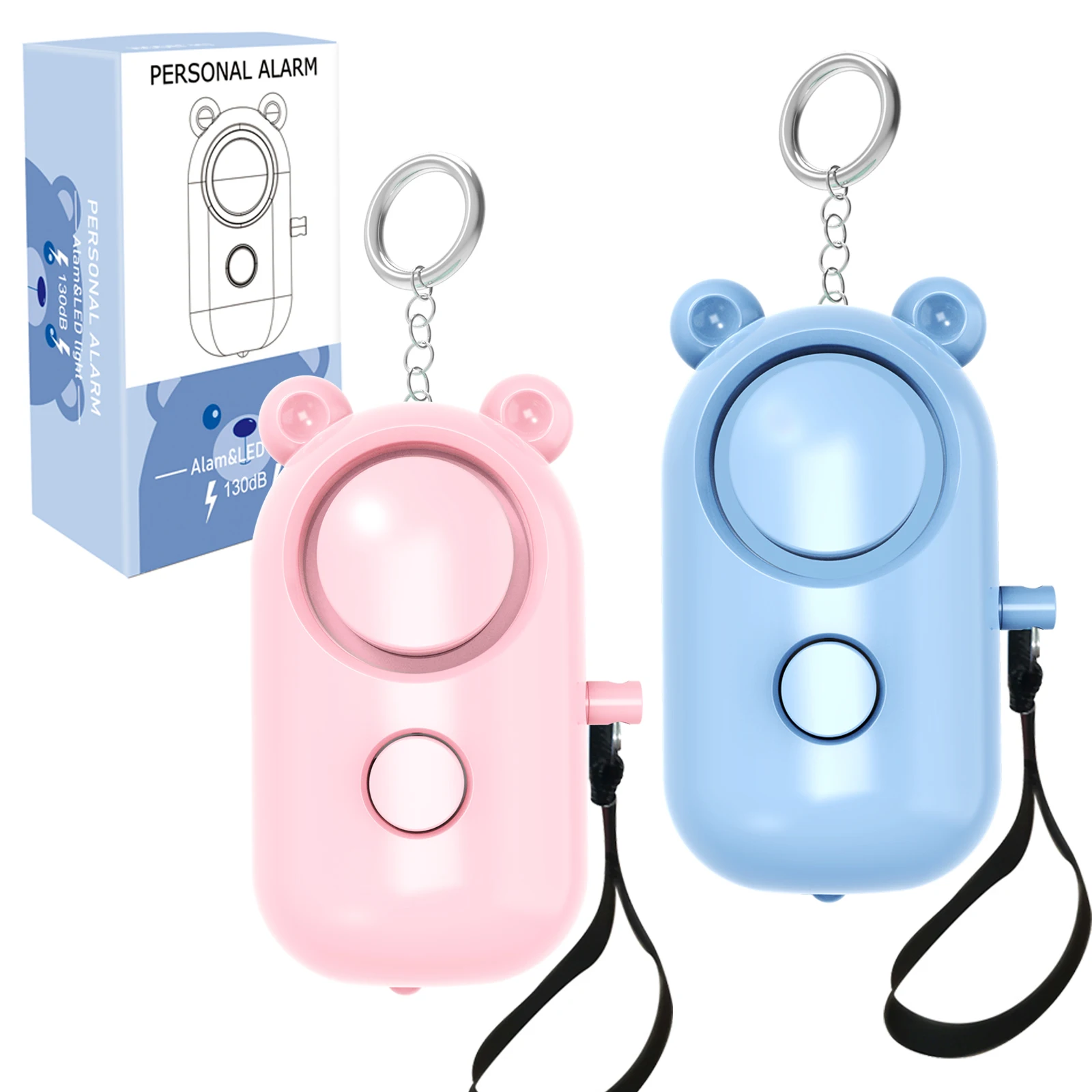 Wholesale personal emergency alarm safety alarm Self Defense Keychain with LED Lights
