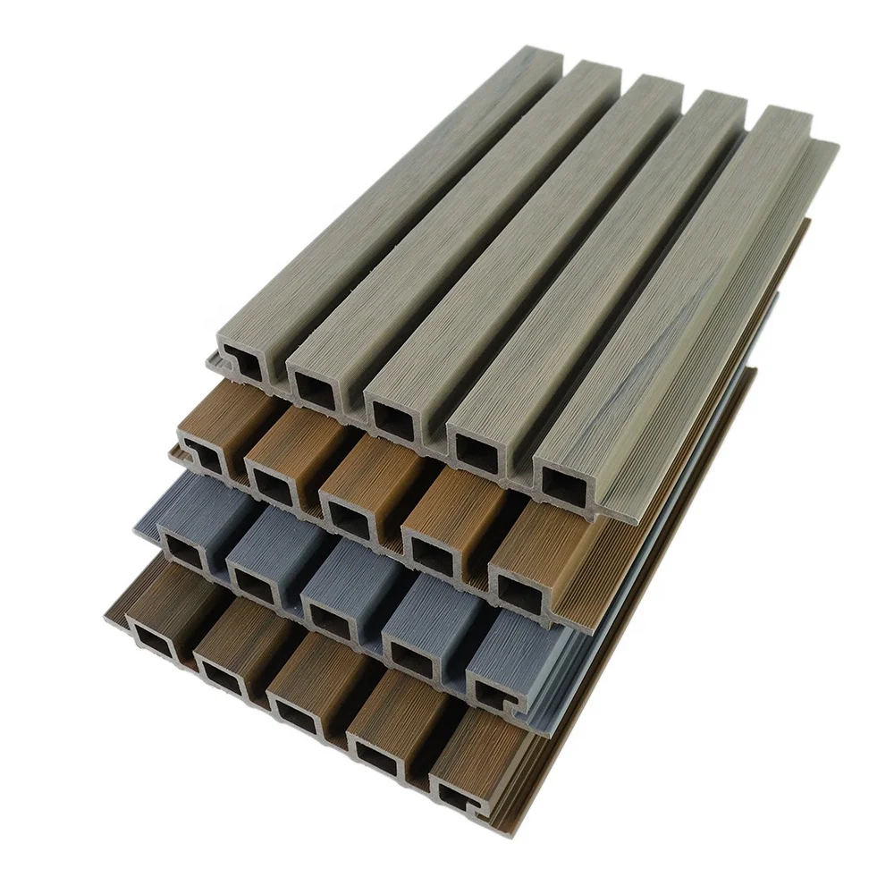 Brazil Mexico Waterproof WPC Co-extrusion Capped Fiber External Exterior Fluted Slat Wall WPC Cladding Composite Wood Wall Panel