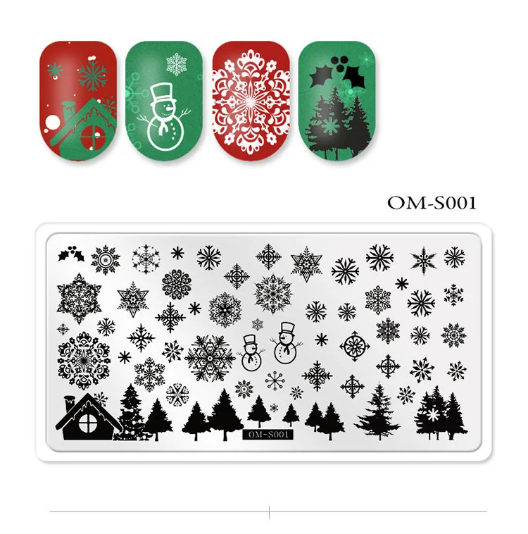 2021 Hot Customize  Christmas Nail Stamping Plate Nail Painted Plate Designs